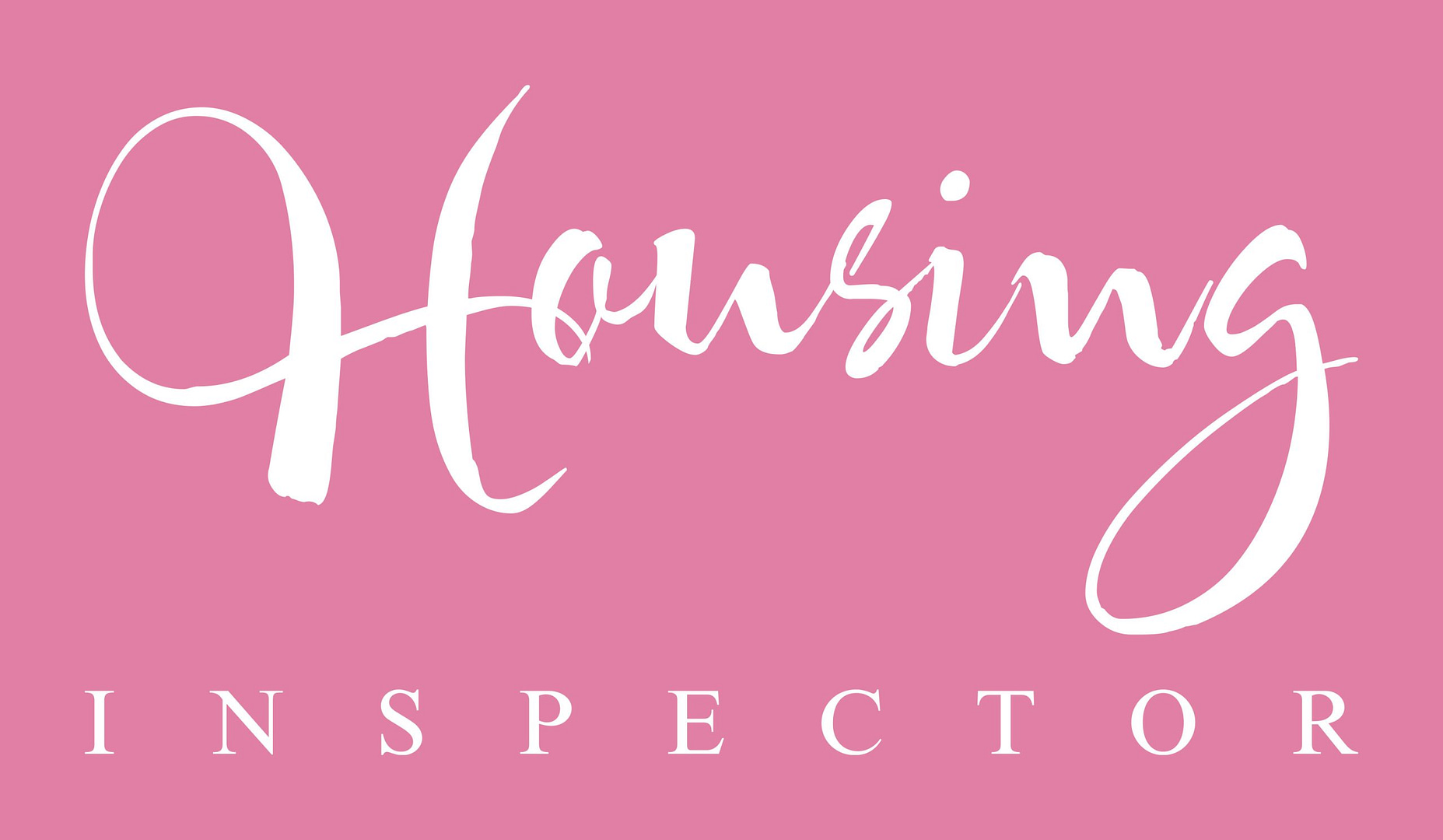 Words "Housing Inspector" in white on pink background
